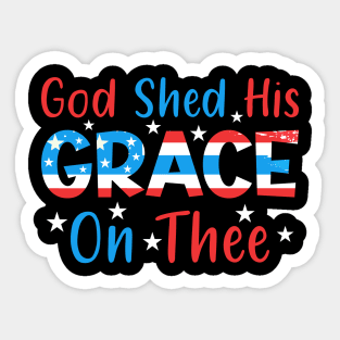 4th Of July Groovy Patriotic God Shed His Grace On Thee Sticker